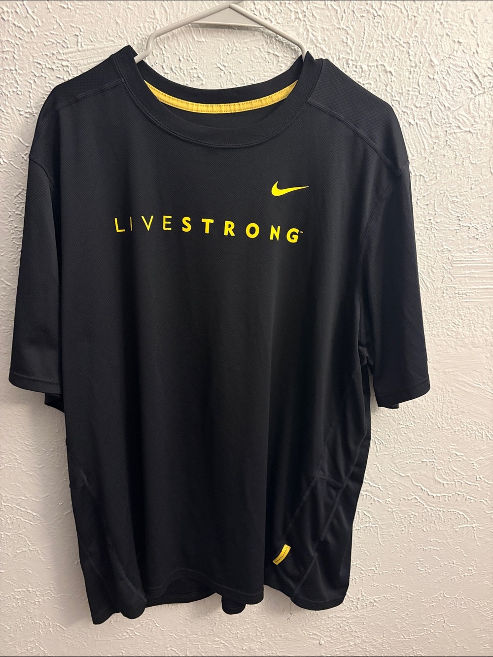 Nike Men's Black Short-Sleeve LIVESTRONG Performance Tee with Yellow Accents